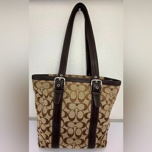 Coach Medium Tote Brown Jacquard